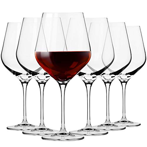 Krosno Große Burgunder Rotweingläser | Set von 6 | 860 ML | Splendour Kollektion | Perfekt für zu Hause, Restaurants und Partys | Spülmaschinenfest und Mikrowellengeeignet