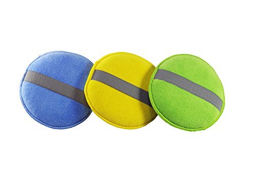 Glart 43PP runde Microfaserpads Polierschwämme mit Gummiband im 3er Set: blau, grün, orange-gelb