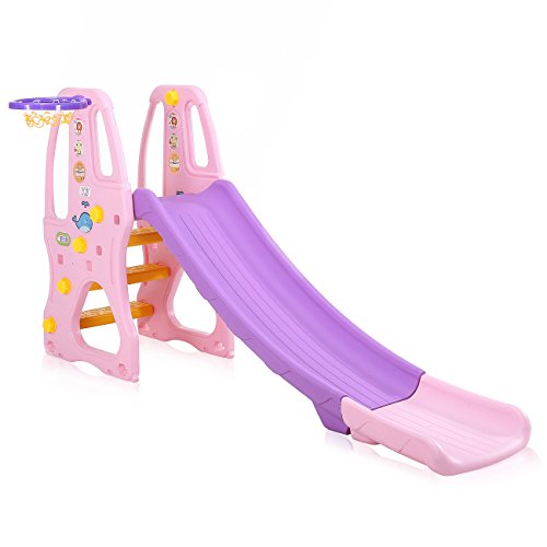 Baby Vivo Kinder Rutsche Gartenrutsche Kleinkinderrutsche Kunststoff abgerundete Ecken & Kanten für Indoor & Outdoor in Lila/Rosa