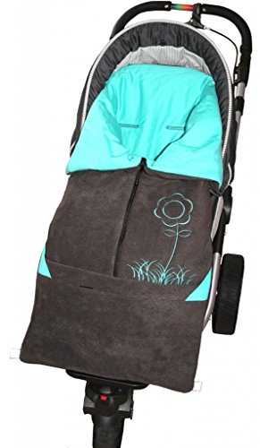 ByBoom - Fußsack 2in1 Frühjahr, Sommer, Herbst, Universal für Babyschale, Autokindersitz, z.B. für Maxi-Cosi, Römer, für Kinderwagen oder Buggy; ANTHRAZIT/AQUA