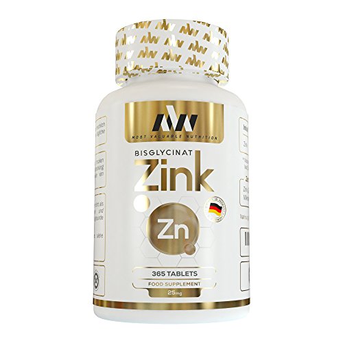 MVN Zink 365 Tabletten Hochdosiert | Vegan | 25mg Zink Bisglycinat | Hoch bioverfügbares Zink Chelat | Ohne unerwünschte Zusätze | Made in Germany