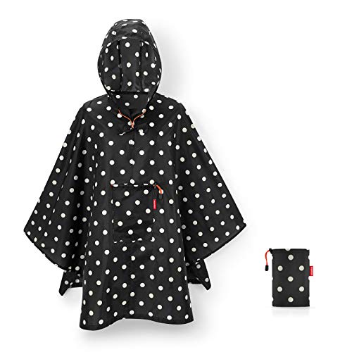 reisenthel mini maxi Damen poncho  Regenmantel, Schwarz (Schwarz  (mixed dots)),141 x 116 cm