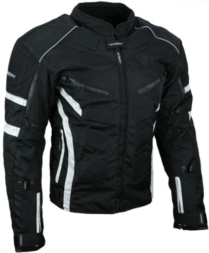 Kurze Textil Motorrad Jacke Motorradjacke Schwarz Weiß Gr. L