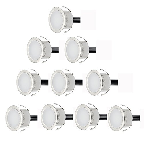 10er Set Ø30mm LED Bodeneinbaustrahler Aussen IP67 0.6W Wasserdichte Bodenleuchten Terrasse Einbauleuchten Warmes Weiß