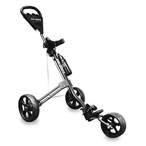 LONGRIDGE GOLF CARTS / TROLLEYS TRI CART 3 WHEEL DELUXE TROLLEY, BLACK