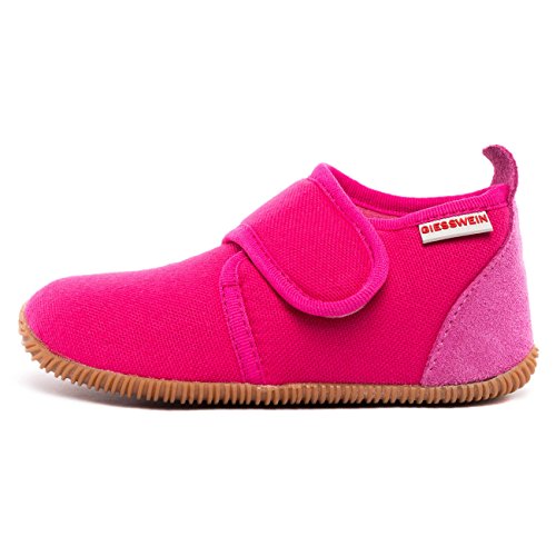 GIESSWEIN Strass - Kinder Hausschuhe Unisex, Flexible Slipper, Leichte Pantoffeln, Slim-Fit Gummi Sohle, Klettverschluss