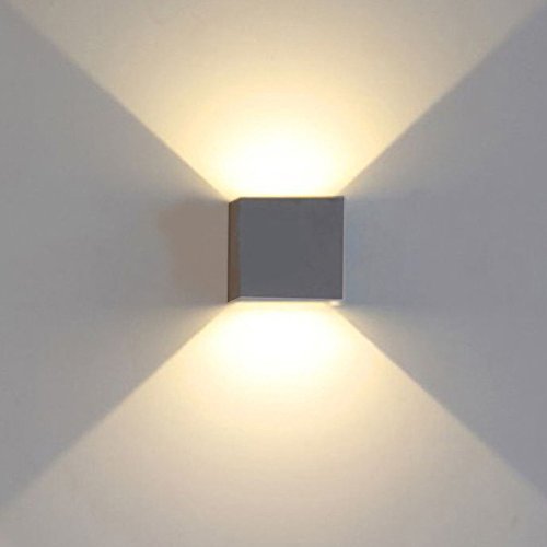 K-Bright 12W LED Wandbeleuchtung / dekorative Wandlampen, 10 * 10 * 10CM Würfel Moderne Wandleuchte, wasserdicht IP 65 LED-Wandbeleuchtung im Innen- und Außenbereich, Dunkelgraues Aluminium, Einstellbarer Lichtstrahl, warmweiß,1 Stück