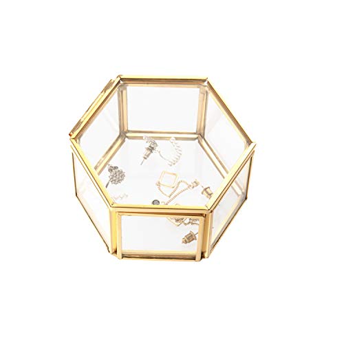 Feyarl Schmuckschatulle aus Glas, mit Verzierungen für Ringe Ohrringe Aufbewahrung Blume, Glas-Box (klein)
