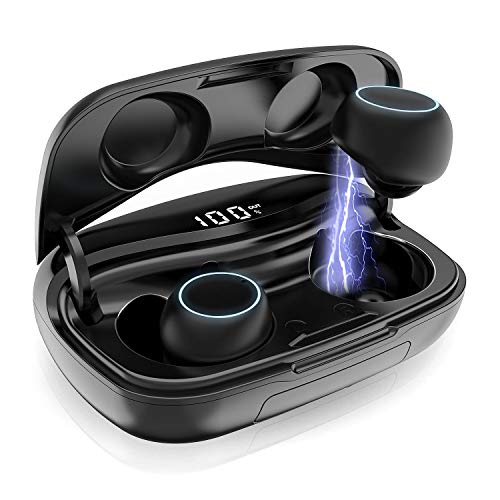 Bluetooth Kopfhörer Kabellos, iPosible Drahtlose Ohrhörer In Ear CVC 8.0 Noise Cancelling Sport Kopfhörer IP65 Wasserdicht mit LCD Digitalanzeige 3500mAh Ladebox Bluetooth 5.0 Kopfhörer für Handy