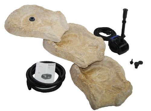 Wasserkaskaden Wasserfallset Eder mit Quelle Pumpe und Schlauch, Beige/Braun, a` 53 x 40 x 8 cm/ 5-teilig