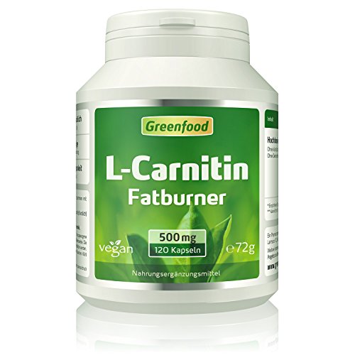Greenfood L-Carnitin, 500 mg, 120 Kapseln, vegan - Der König der Fatburner, unterstützt Fettverbrennung , gewonnen durch natürliche Fermentation