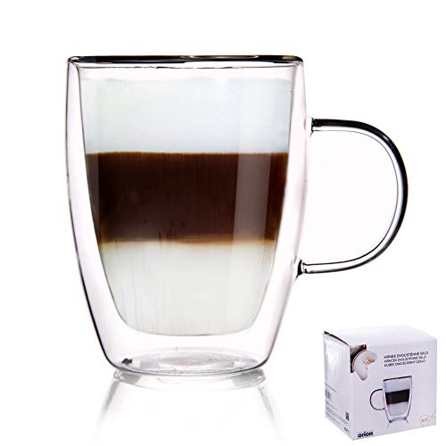 ORION Teeglas Kaffeeglas Doppelwandiges Doppelwandige Gläser Thermoglas für KAFFEE Latte Cappuccino Tee 300 ml