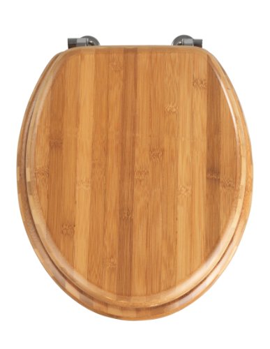 Wenko 144726100 WC-Sitz Bambus Dunkel - Chrom-Metallbefestigung, Bambus, 37 x 42.5 cm, Dunkelbraun