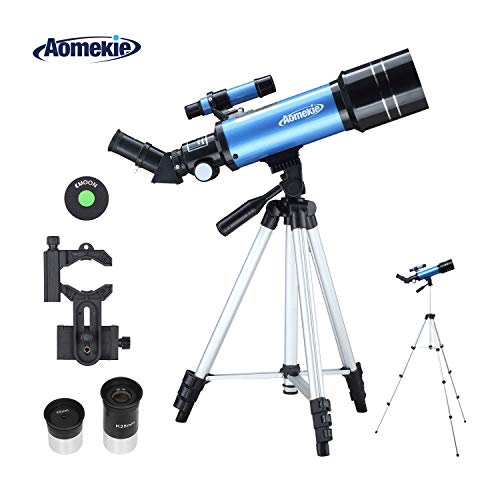 Aomekie Teleskop 70/400 Fernrohr Teleskop Astronomisches Teleskop für Kinder Einsteiger Amateur-Astronomen mit Aluminium Stativ Smartphone Adapter und Mondfilter
