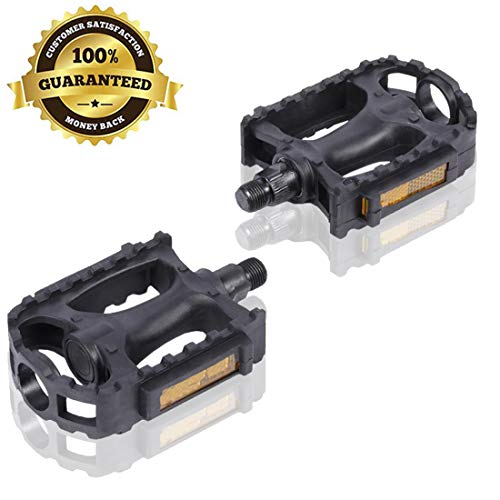 Sunshine smile 1 Pair Mountain Fahrräder Pedale，Mountainbike Pedale, Sealed Bearing Pedale,Fahrräder Pedal aus Kunstharz mit Anti-Rutsch und Reflektoren, passend für alle Fahrradttypen, Schwarz