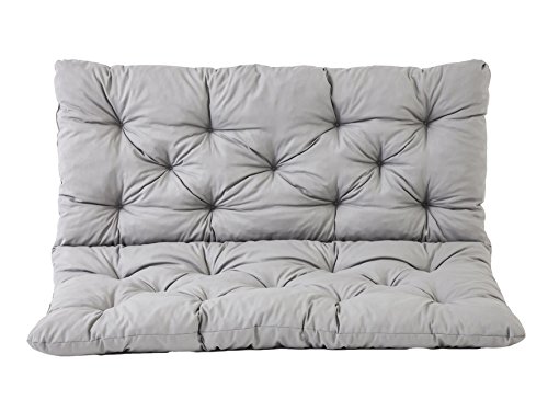 Ambientehome 2er Bank Sitzkissen und Rückenkissen Hanko, grau, ca 120 x 98 x 8 cm, Bankauflage, Polsterauflage