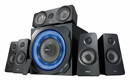 Trust Gaming GXT 658 Tytan 5.1 Surround Lautsprecher Set mit Fernbedienung (180 Watt, LED Beleuchtung) schwarz