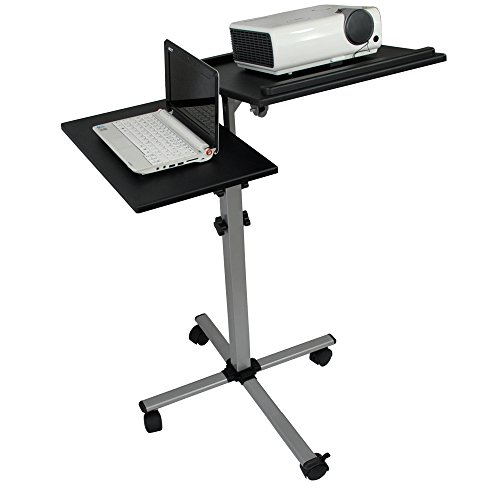 Systafex Profi Projektorwagen Laptopwagen Rollwagen Laptoptisch Beamer Wagen Notebooktisch Verstellbar und Neigbar