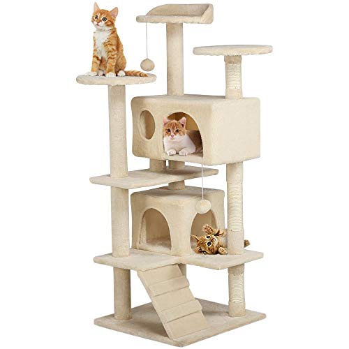 Yahee Kratzbaum Katzenbaum Katzenkratzbaum Kletterbaum Spielplatz 130 cm für Katzen in 3 Farben