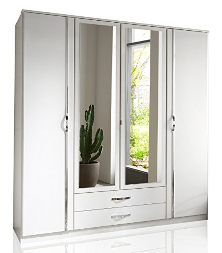 Wimex Kleiderschrank/ Drehtürenschrank Duo, 4 Türen, 2 Schubladen, 2 Spiegel, (B/H/T) 180 x 198 x 58 cm, Weiß