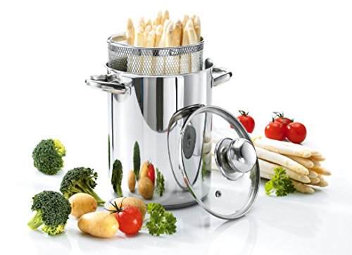 culinario Spargeltopf/Gemüsetopf aus Edelstahl, Ø 16 x 21 cm, mit Einsatzkorb, rostfrei, Kochtopf, Spaghettitopf, Würstchentopf, Pastatopf, by Karl Krüger