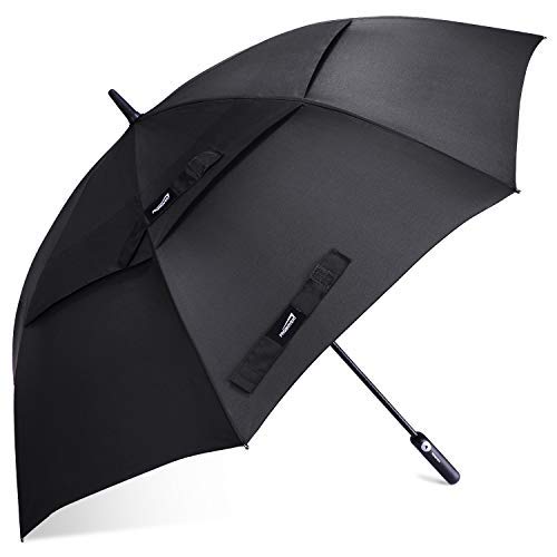 Promover Golfschirm, 152,4 cm, automatisch, offen, extra groß, übergroß, doppelter Baldachin, belüftet, Winddicht, wasserdicht, schwarz