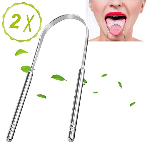 2 Stück Zungenreiniger gegen Mundgeruch, 100% Edelstahl, Zungenschaber Zungebürste, Förderung der Mundgesundheit