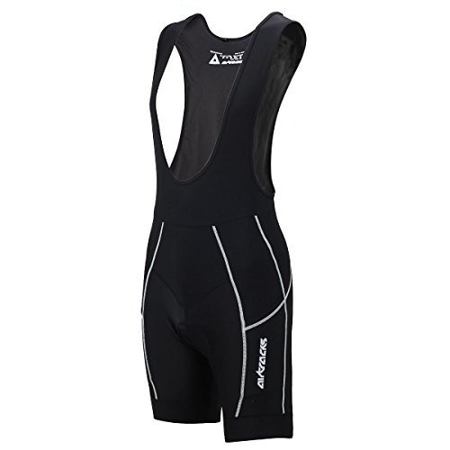 AIRTRACKS Fahrradhose Trägerhose Kurz Pro / BIP Radhose / Radlerhose / 3D Coolmax Sitzpolster / Atmungsaktiv - schwarz - M