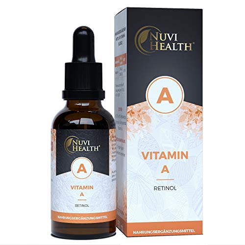 Nuvi Health Vitamin A Tropfen - 5000 I.E (1500 µg) pro Tag - 1700 Tropfen = 50 ML - Hochdosiertes Retinol - Vegan - MCT-Öl aus Kokos - Vitamin A Flüssig Liquid - Hohe Bioverfügbarkeit