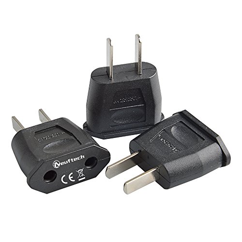 Neuftech 3x Reiseadapter Netzstecker DE Euro-Buchse auf USA US-Stecker 2pin - Schwarz (nicht für alle deutschen Stecker)