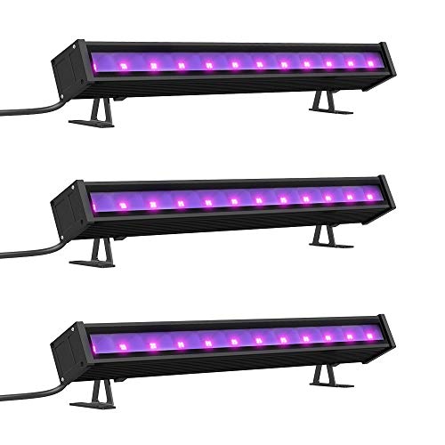 Onforu 3er Pack 24W Schwarzlicht UV LED Bar mit EU-Stecker | Black Light Lichteffekt Partylicht Bühnenbeleuchtung mit Schalter | Geeignet für Weihnachten Halloween Club Party Karneval Disco Ballsaal