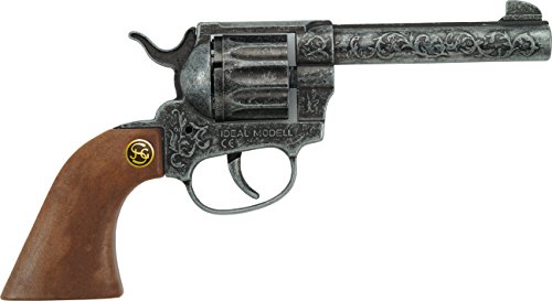 J.G.Schrödel Magnum antik Spielzeugpistole oder Cowboy-Revolver aus Zink und Kunststoff für Zündplättchen-Munition, 12 Schuss, 22 cm, grau / silber (203 8671)