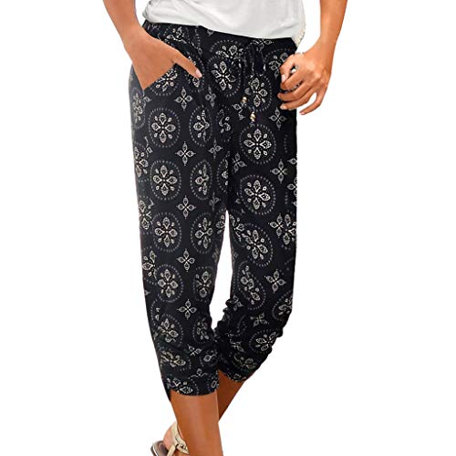 FeiBeauty Frauen Hohe Taille Strandhosen,4/5Hosen FreizeithoseWide Leg Fünf Hosen Elastische Tanzen Workout Yogahose S/M/L/XL/XXL