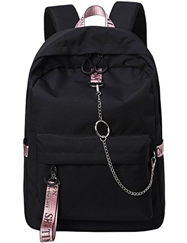 Mygreen Mädchen Schulrucksack, Schwarz&Rosa