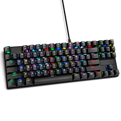 STOGA Mechanische Anti Ghosting-Tastatur, Gaming-Tastatur mit USB-Kabel und 87 Tasten, Legierungstafel, 13 Arten von Hintergrundbeleuchtungsmodi, RGB/einzelne LED-Hintergrundbeleuchtung