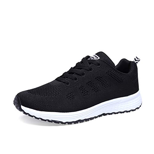 Orktree Damen Sneaker Fitness Laufschuhe Sportschuhe Schnüren Running Schuhe Herren Ultra-Light Turnschuhe, Schwarz, 40 EU