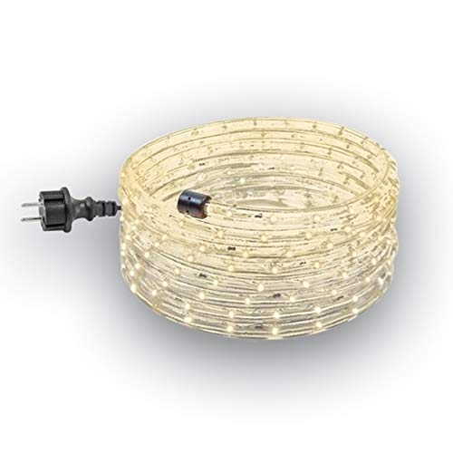 GEV LED-Lichtschlauch Set, 230 V, steckerfertig, für Innen-und Außenbereich, Durchmesser 13 mm, Party, Weihnachten, Leuchtdekoration, IP 44, Plastik, Warmweiß, 9 m x 1,3 cm
