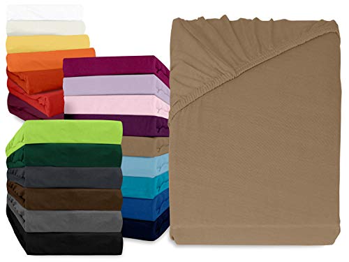 klassisches Jersey Spannbetttuch - erhältlich in 22 modernen Farben und 6 verschiedenen Größen - 100% Baumwolle…