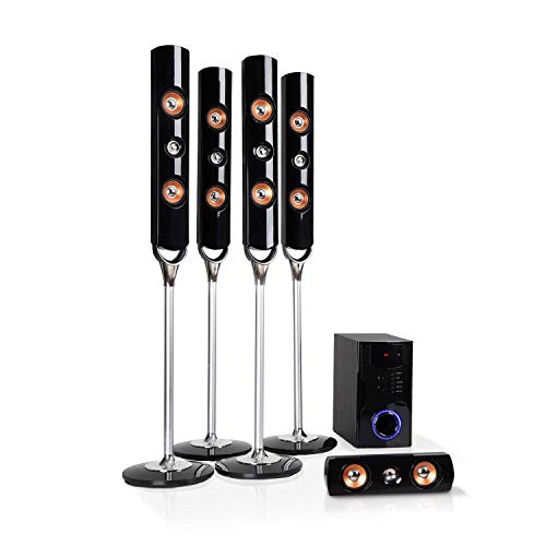 auna Areal Nobility 5.1-Kanal-Surround-System • Heimkinosystem • 5.1-Anlage • 120 W RMS • 35 W Subwoofer • Satellitenlautsprecher • Bluetooth 3.0 • USB-Port • SD-Slot • AUX-In • LED-Display • schwarz