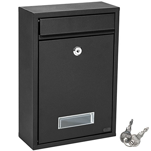 TecTake Briefkasten Briefkastenanlage 32,5 x 21,5 x 85 cm mit Namensschild aus Stahl - diverse Farben - (Schwarz | Nr. 401511)