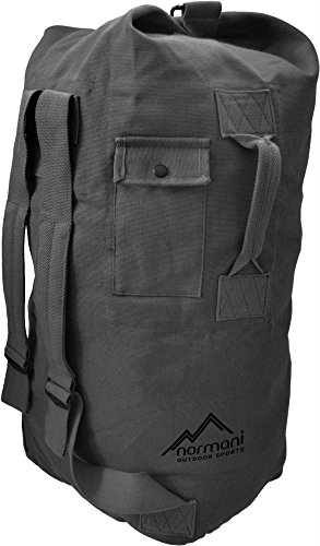 normani Seesack aus reißfestem Canvas-Material mit Doppelgurt und Metallverschluss - 100% Baumwolle Farbe Anthrazit Größe 90 Liter