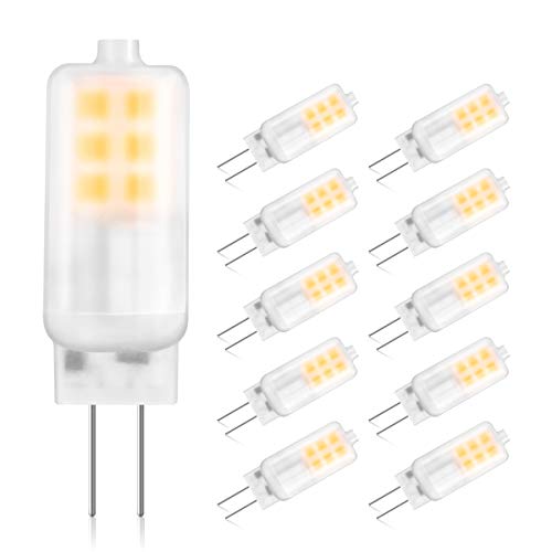 G4 LED Lampen, GLIME 10x LED Leuchtmittel 3W 250lm Glühbirne Ersatz für 30W Halogenlampen 3000K Warmweiß LED Birnen 12V AC/DC 360°Abstrahlwinkel Kein Flackern Nicht Dimmbar Energiesparlampe