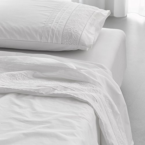 Essenza Bettwäsche Avery Weiß Stickerei Hochzeit Perkal Größe: 155 cm x 220 cm