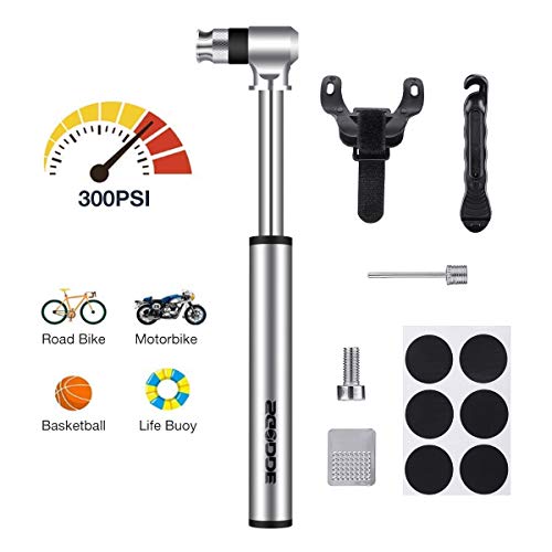 SGODDE Mini Fahrradpumpe, 300 PSI Rahmen Pumpe, Hoher Druck Fahrradluftpumpe, für Presta & Schrader, leicht, mit kompakt zuverlässig Ventile, für MTB BMX Rennrad Mountainbike Ballpumpe Fahrrad Pumpe