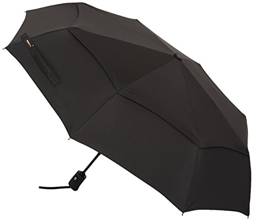 AmazonBasics Automatikschirm für Reisen, mit Windfang, Schwarz