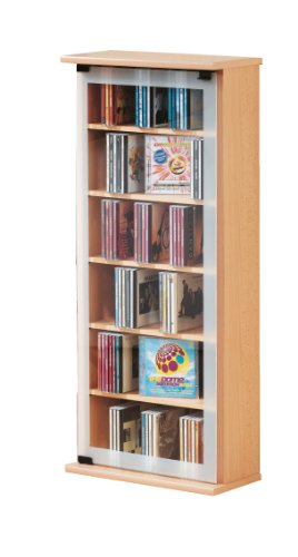 VCM Regal DVD CD Rack Medienregal Medienschrank Aufbewahrung Holzregal Standregal Möbel Schrank Möbel Buche 'Classic'