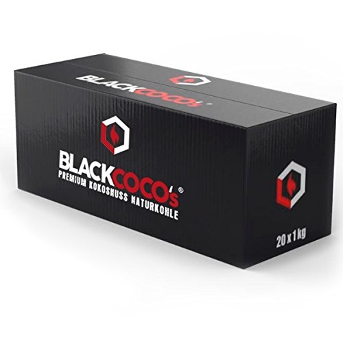 BLACKCOCO's 20kg Premium Shisha Kohle Naturkohle Kokoskohle Shishakohle für Shisha & BBQ Zubehör