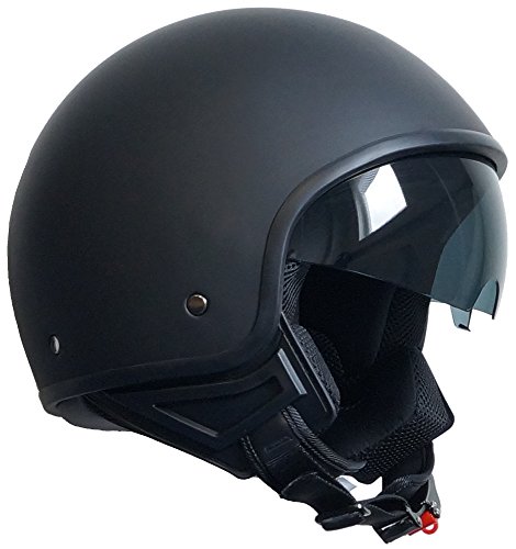 Jethelm Helm Motorradhelm Rollerhelm Chopperhelm mit Sonnenblende RALLOX 710 schwarz/matt (S, M, L, XL ) Größe L