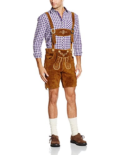 Gaudi-Leathers Herren GL3085 Trachten Lederhose, Braun (Hellbraun 040), 46