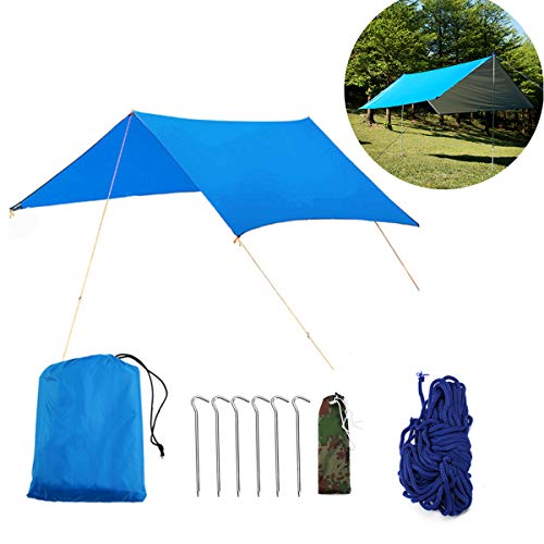 Buycitky Tarp Zeltplane Sonnensegel Camping Zeltplane Hängematte Tarp Sonnenschutz UV Schutz Zelt Shelter Wasserdichtes mit Ösen Tragbare Leichte für Camping Outdoor Travel (3 * 3M) by